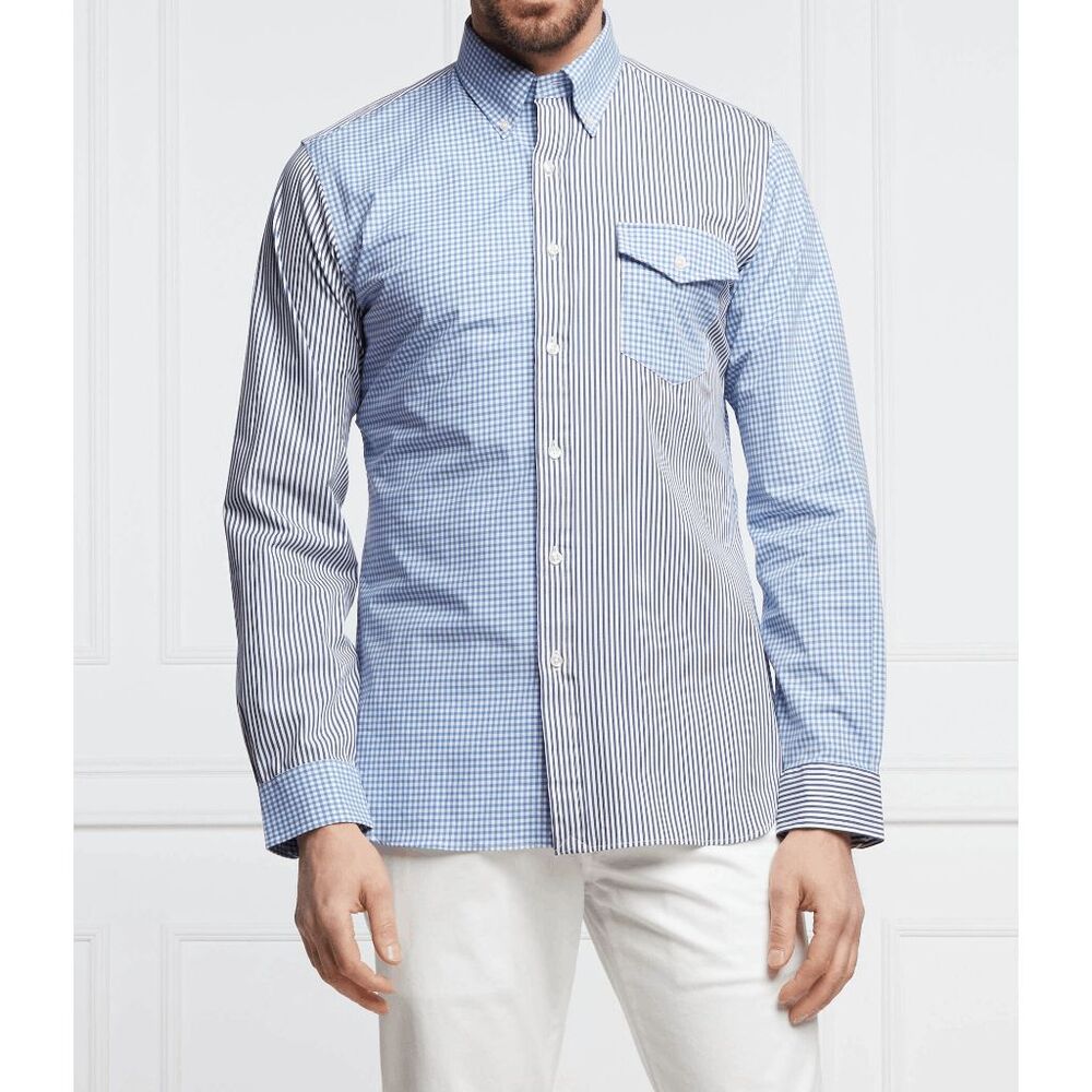 Polo Ralph Lauren Men's Slim Fit Stretch Poplin Fun Shirt - Blue/White XL